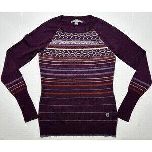 SmartWool Women's Ethno Graphic Sweater Purple Striped Wool Long Sleeve Size XS